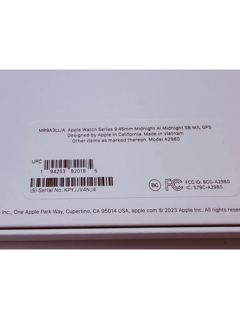 Apple Watch Series 9 45mm (GPS) Excellent Midnight Aluminum Original Box
